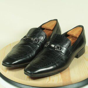 David Eden X Ostrich Leather Loafers Shoes Mens 12D Black Horsebit